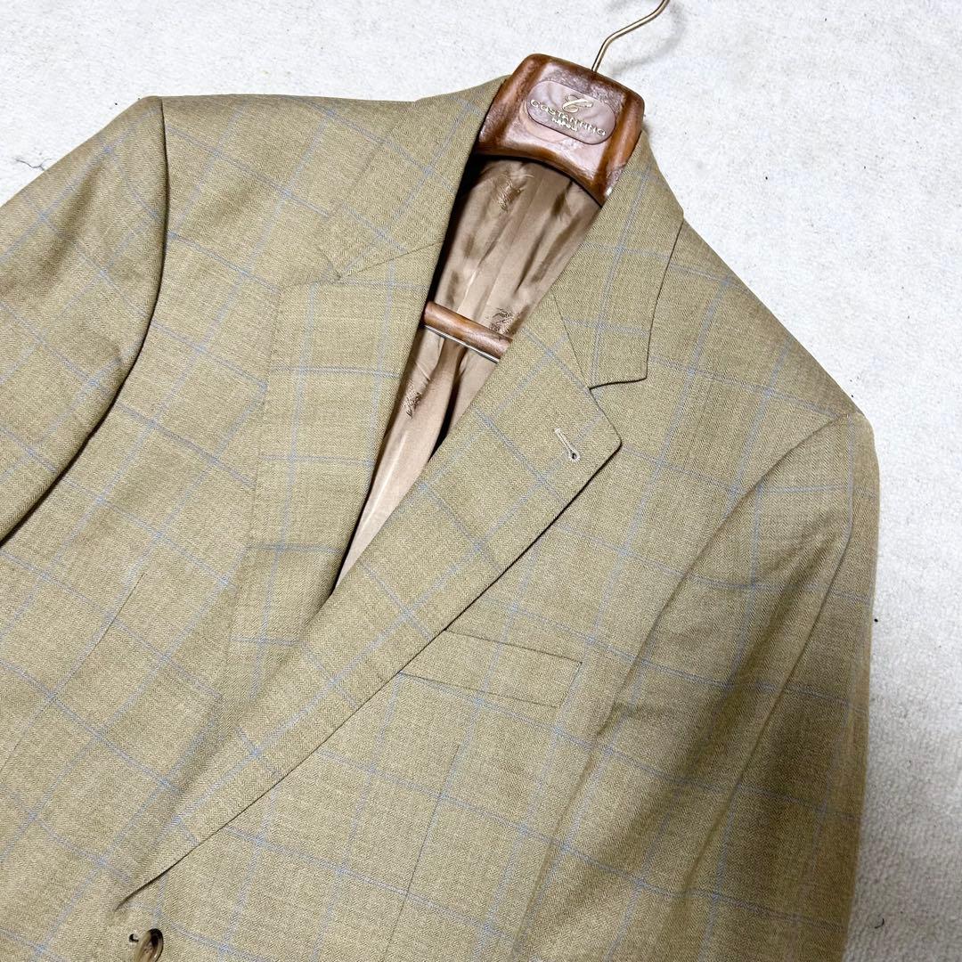 希少　バーバリーロンドン　テーラードジャケット　グレンチェック　イエロー　黄色