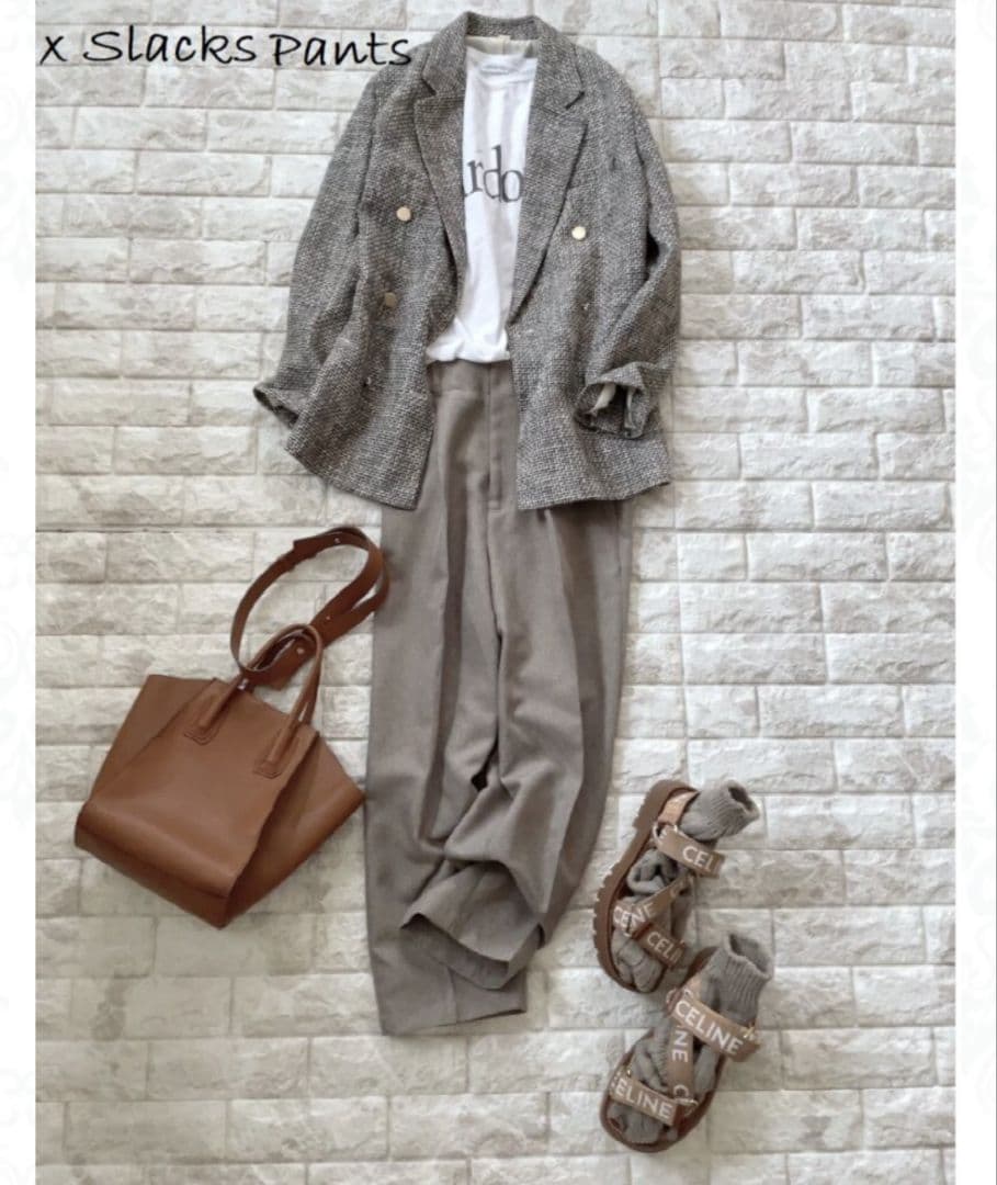 ミラオーウェン　金釦ダブルブレザー　テーラードジャケット　ツイード