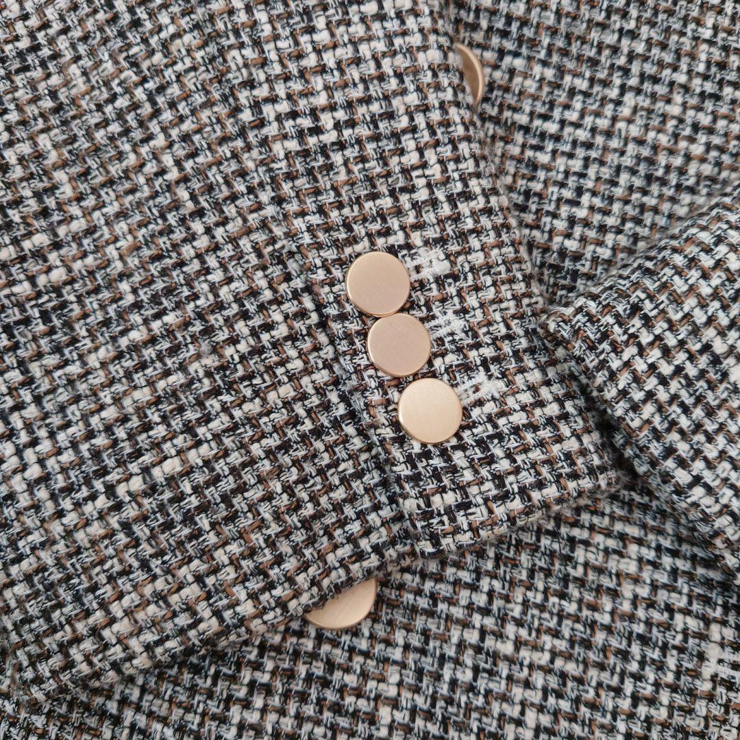 ミラオーウェン　金釦ダブルブレザー　テーラードジャケット　ツイード