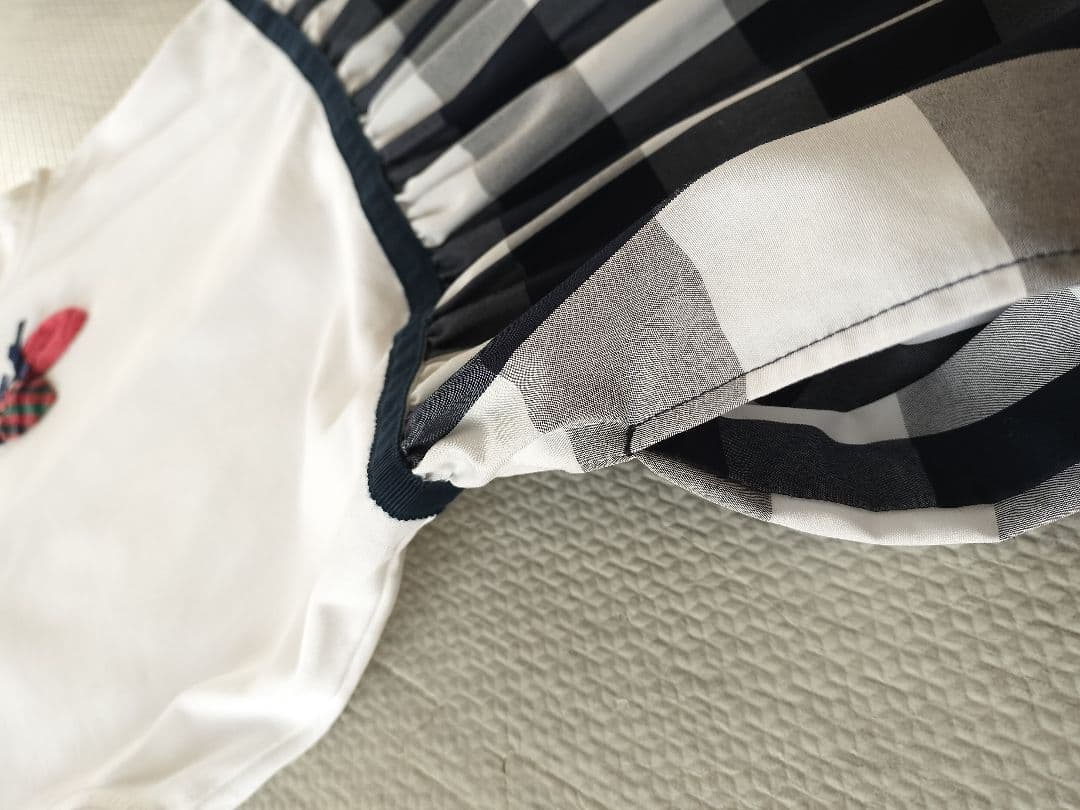 [[[ご成約済み]]]　familiar　140 半袖ワンピース チェック柄