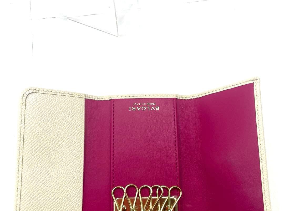 BVLGARI ブルガリ ロゴクリップ キーケース 6連 パープル　￼ピンク