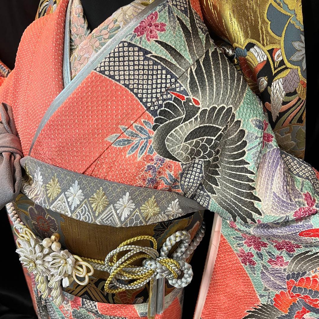 ◾️振袖フルセット■藤娘きぬたや■吉祥鶴模様■総絞り■振袖一式成人式振り袖