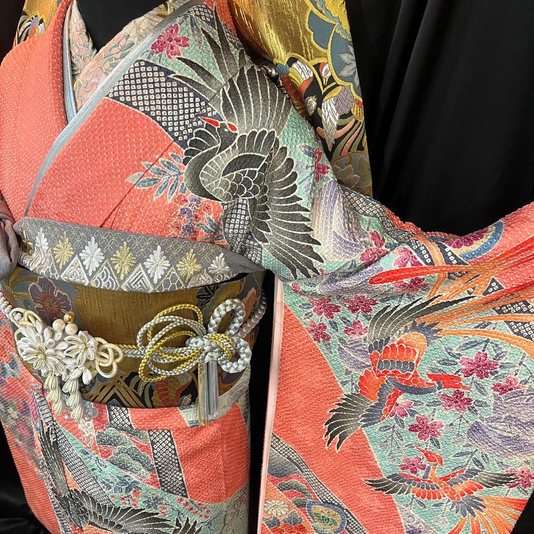 ◾️振袖フルセット■藤娘きぬたや■吉祥鶴模様■総絞り■振袖一式成人式振り袖