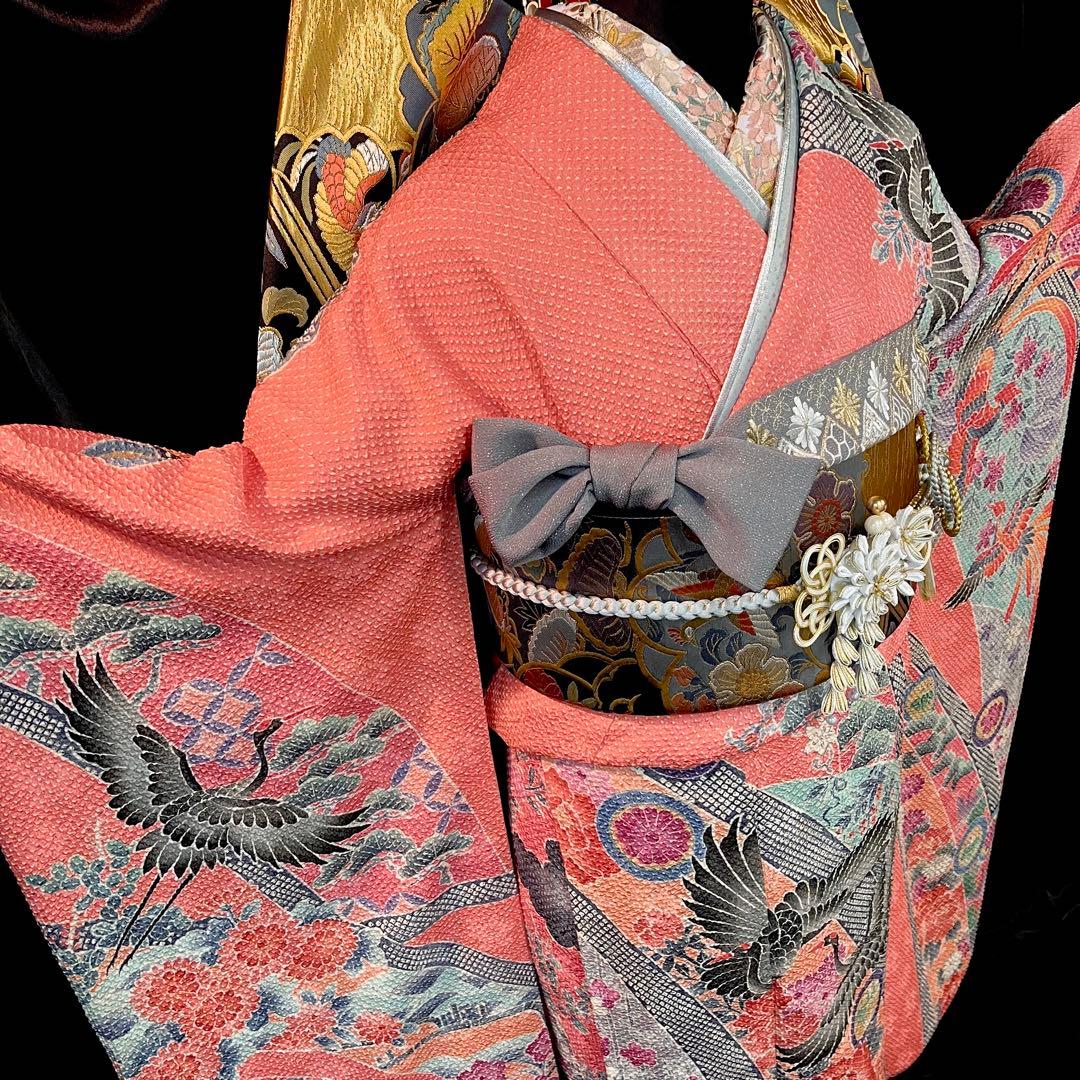 ◾️振袖フルセット■藤娘きぬたや■吉祥鶴模様■総絞り■振袖一式成人式振り袖