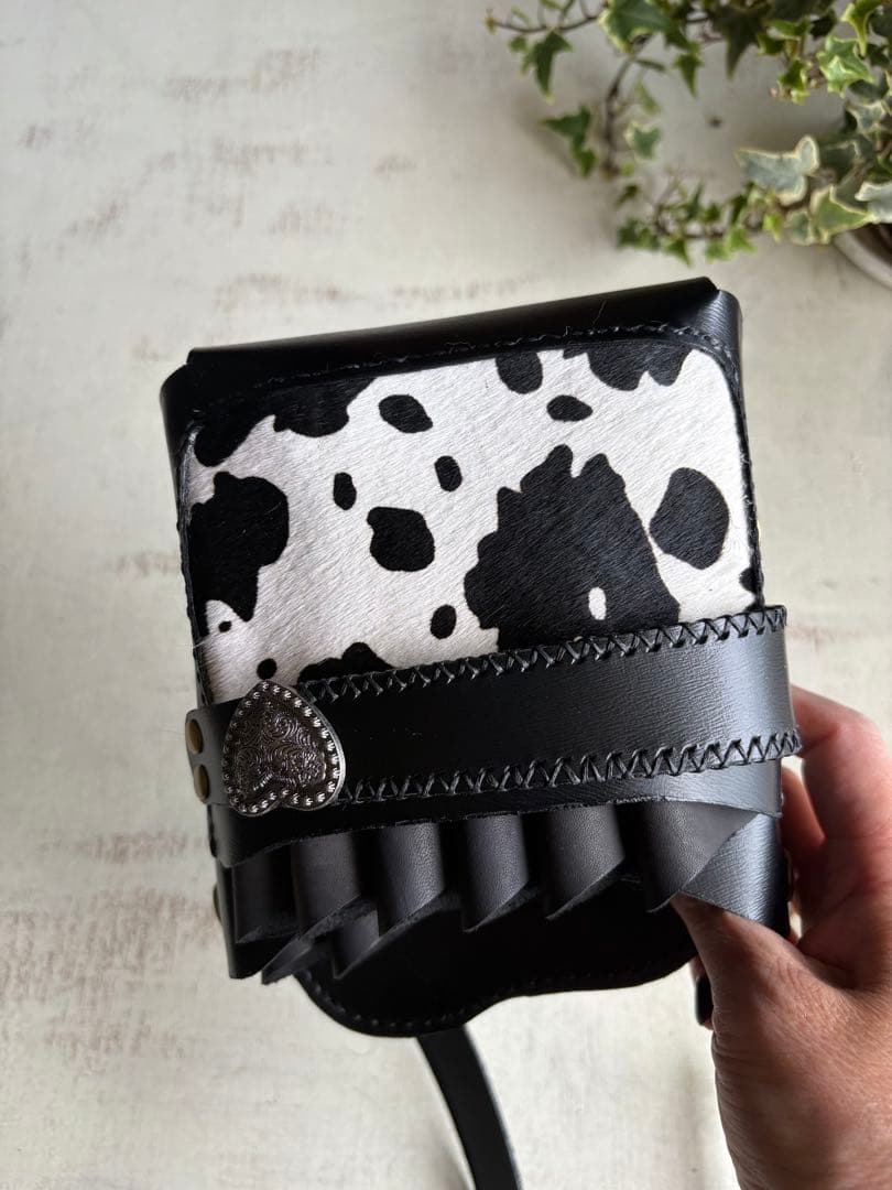 ♧Jasmine♧プロフィール必読 牛革ブラック、ハラコカウのシザーケース