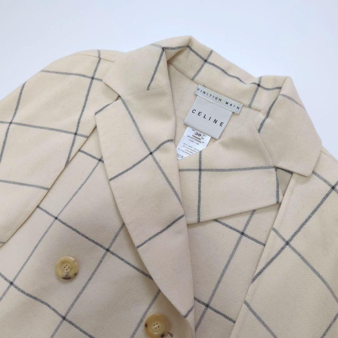 希少✨2way✨CELINE カシミア混 ポンチョ ケープ ブロックチェック