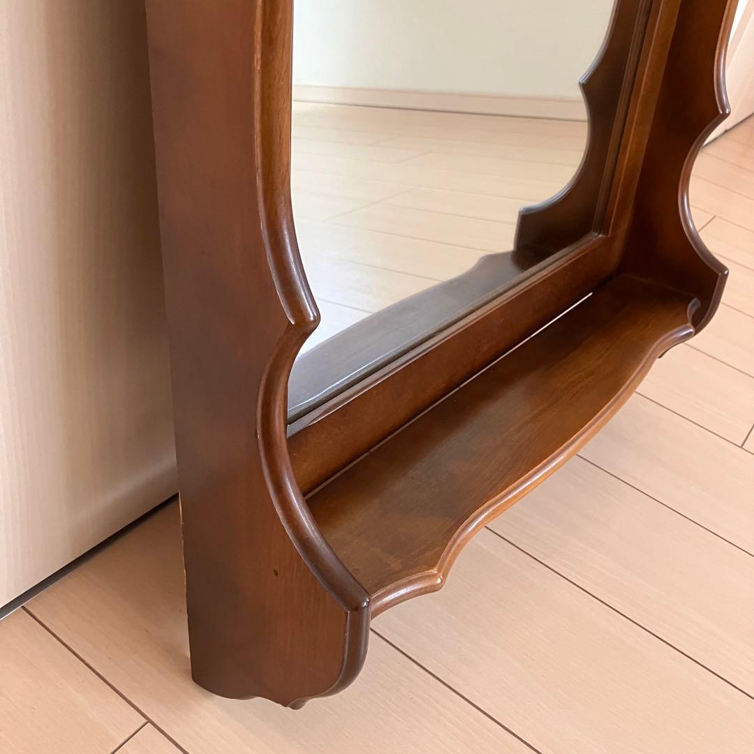 【美品】オールドカリモク 壁掛けミラー コロニアルシリーズ