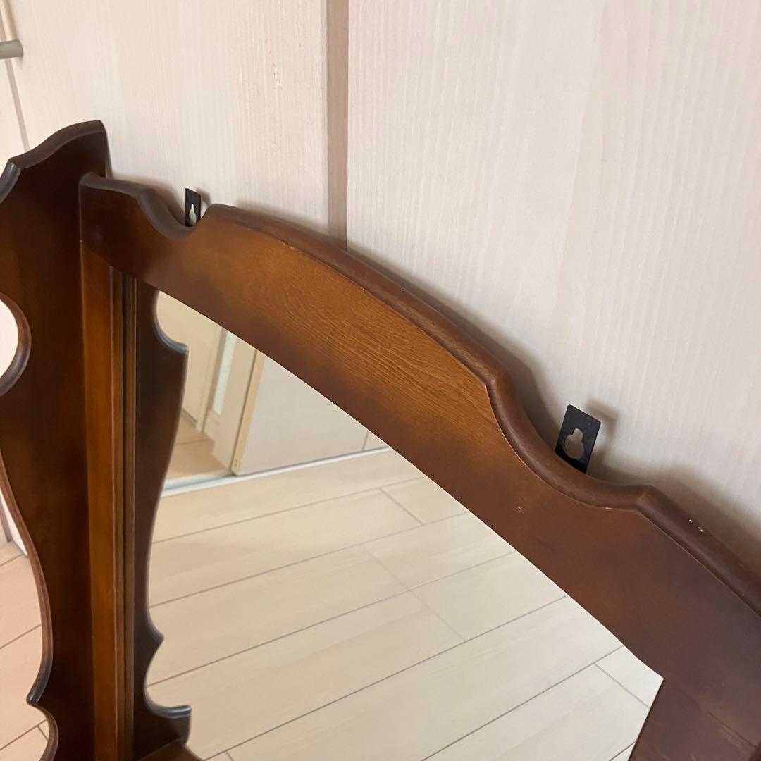 【美品】オールドカリモク 壁掛けミラー コロニアルシリーズ