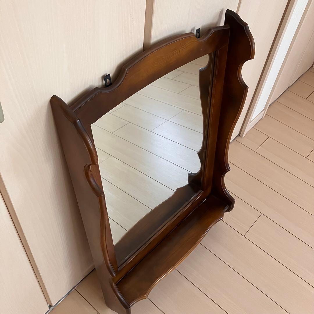 【美品】オールドカリモク 壁掛けミラー コロニアルシリーズ