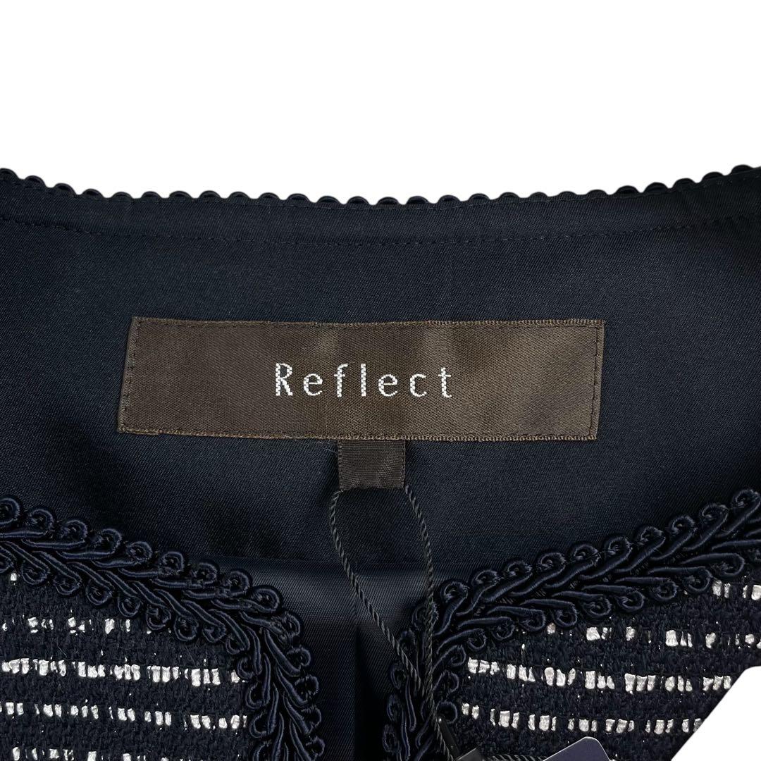 未使用タグ付 リフレクト ノーブルツイードジャケット ラメ ネイビー系 11