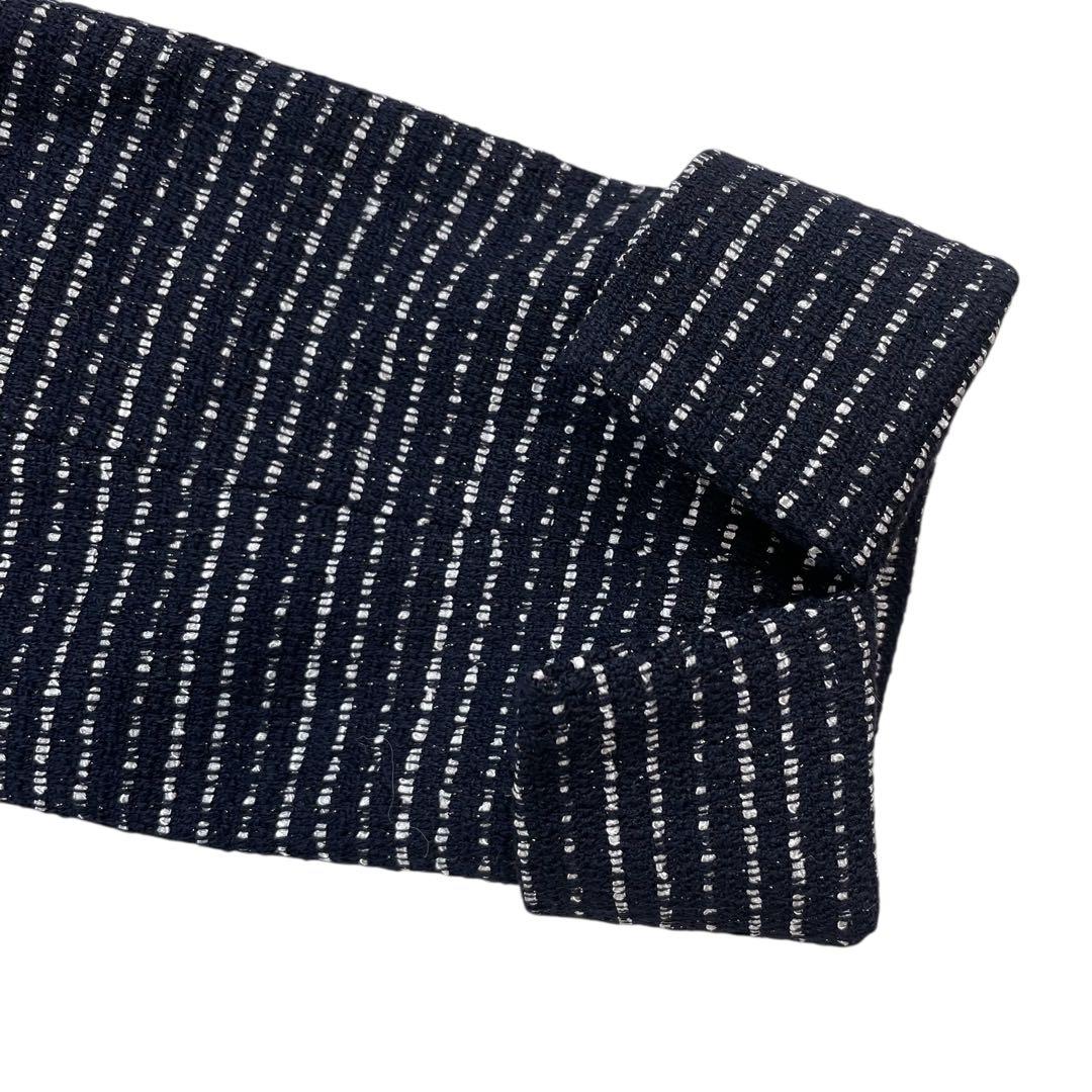 未使用タグ付 リフレクト ノーブルツイードジャケット ラメ ネイビー系 11