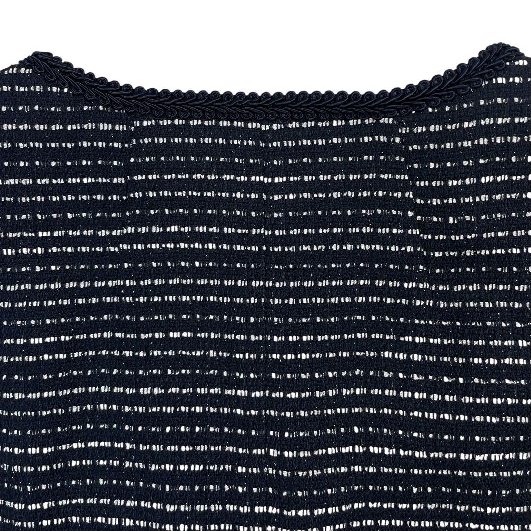 未使用タグ付 リフレクト ノーブルツイードジャケット ラメ ネイビー系 11