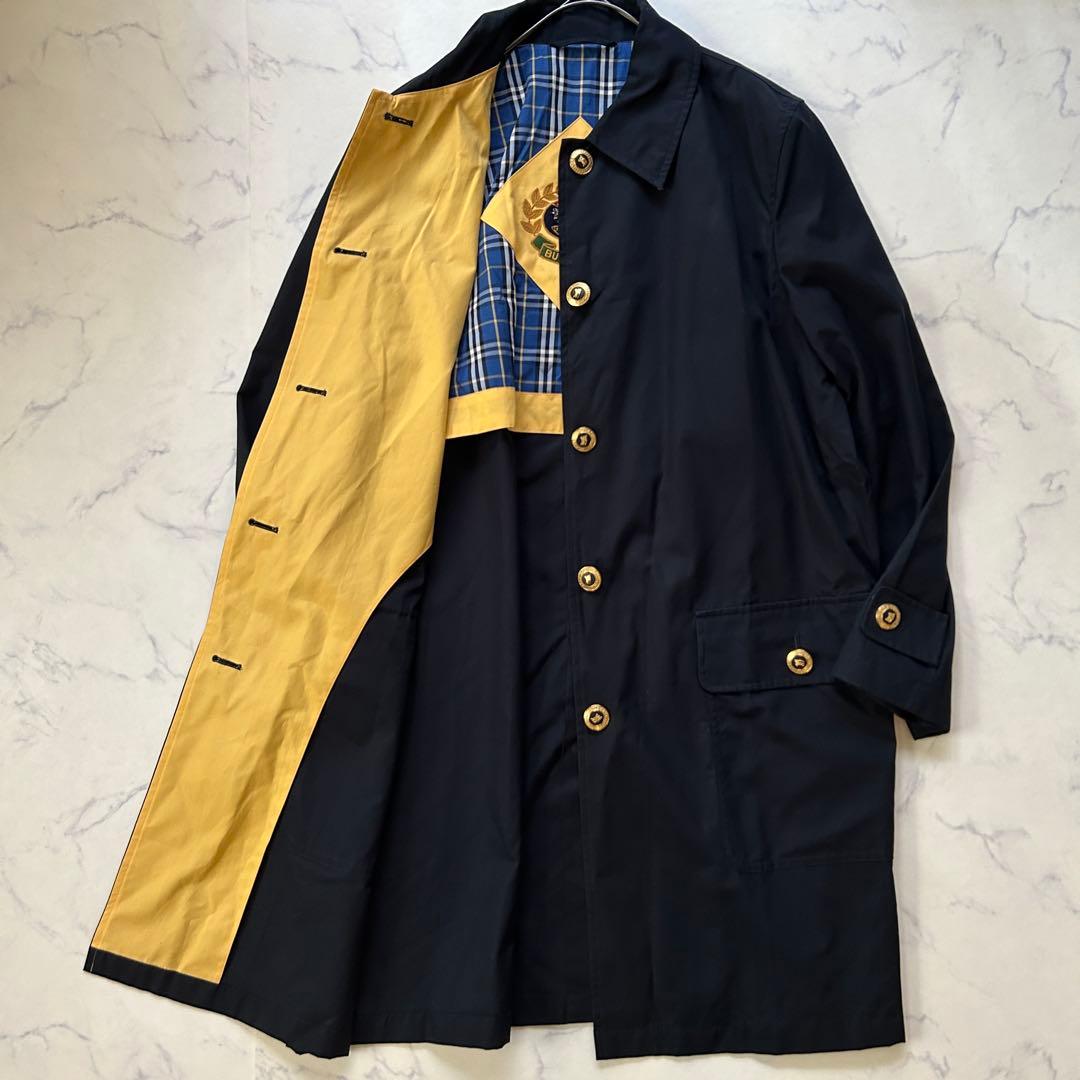 バーバリー コート 金ボタン 40 ヴィンテージ ネイビー