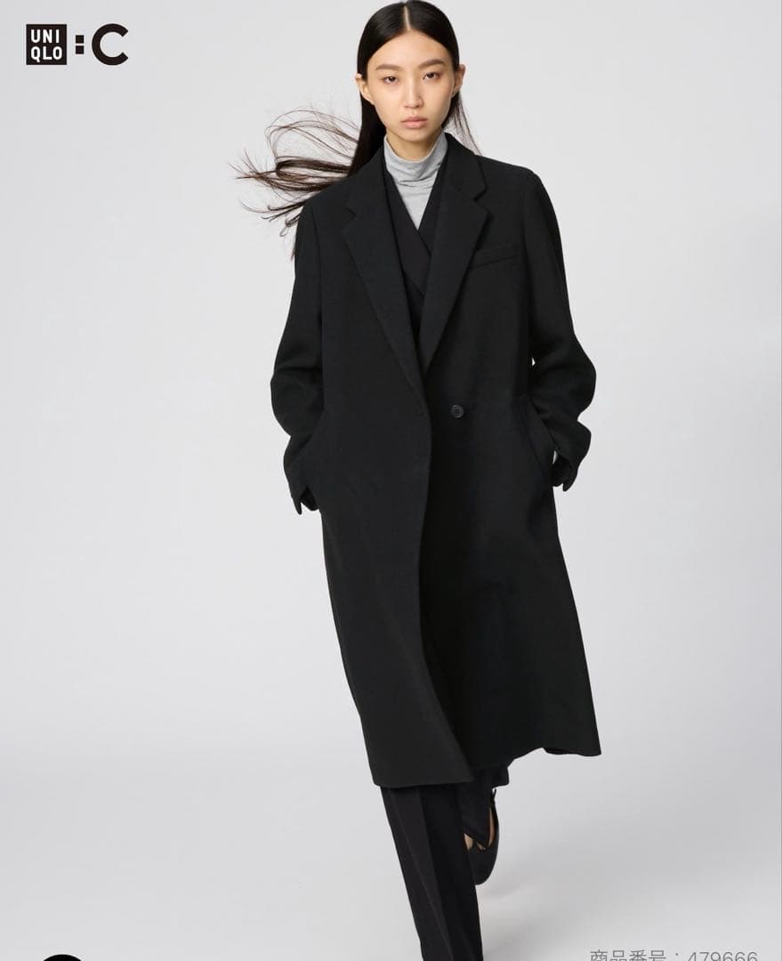 ブラック ロングコート　ユニクロＣ