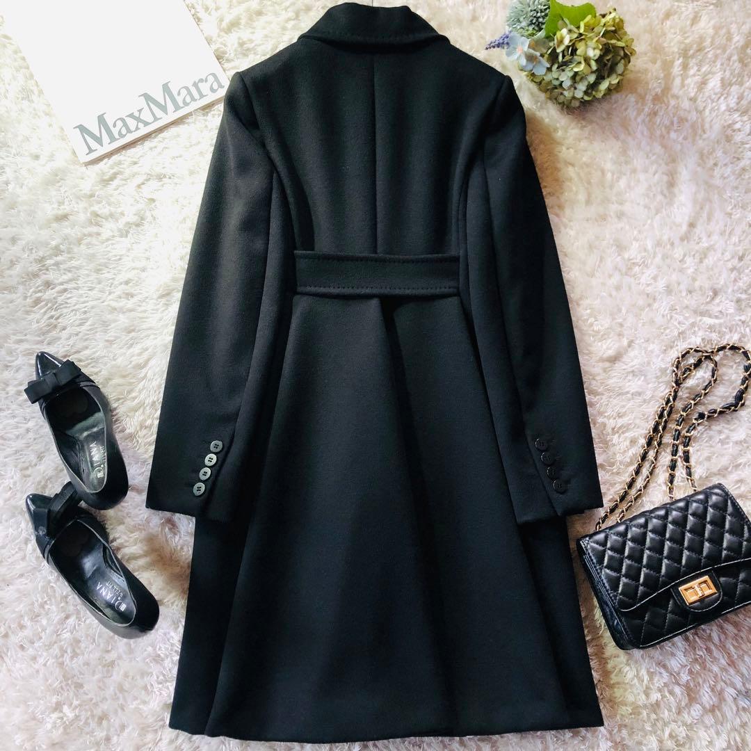 23万✨未使用 近年マックスマーラ ロングコート カシミヤ 白タグ ブラック L