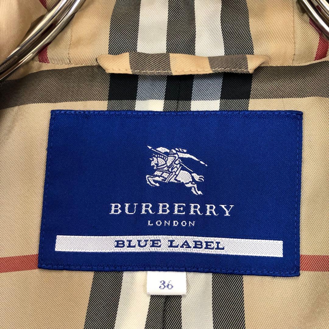 BURBERRY フード ウールコート アンゴラ混 ノバチェック 36 ブラック