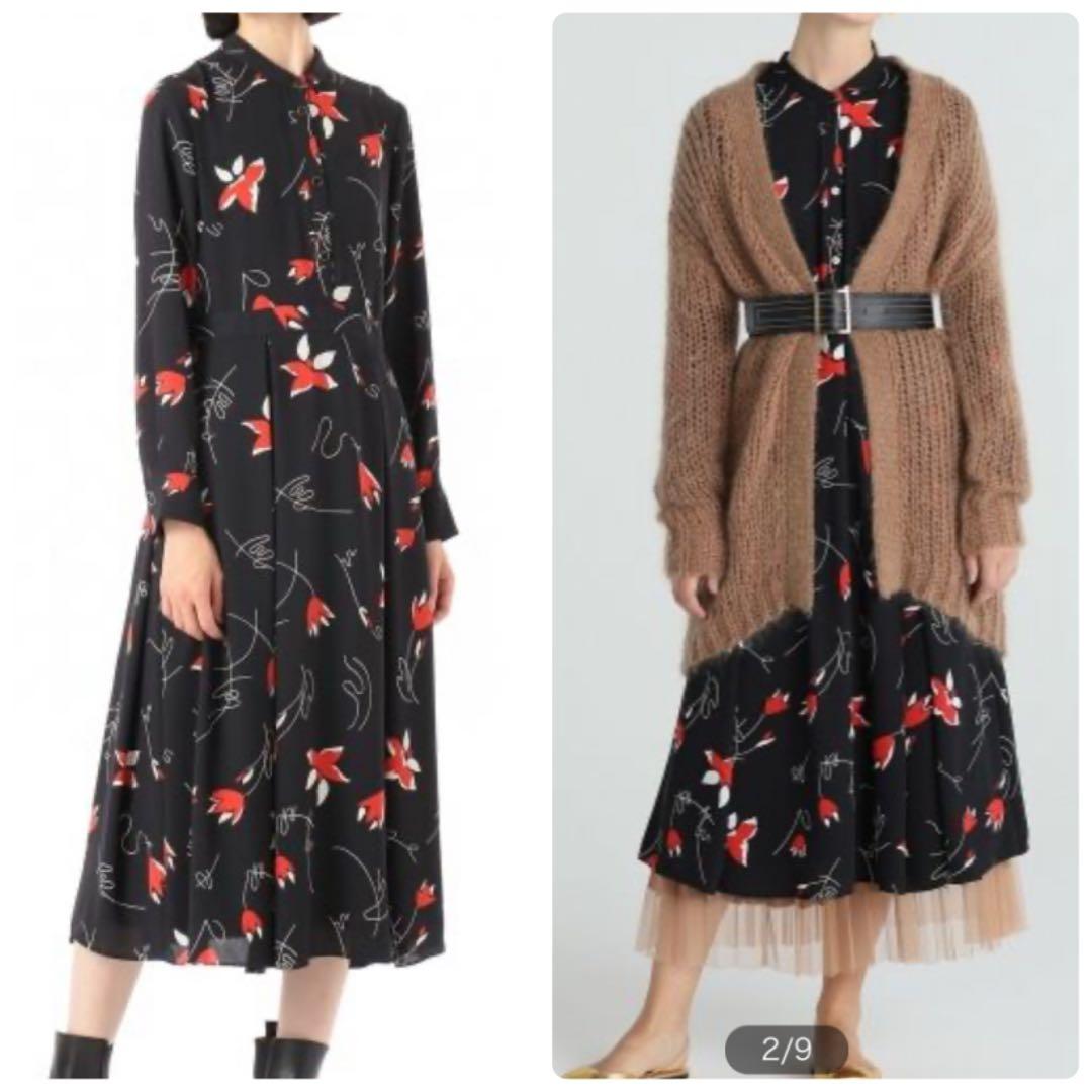 美品✨矢田亜希子さん着用 ダイアグラム ボックスタックプリントワンピース