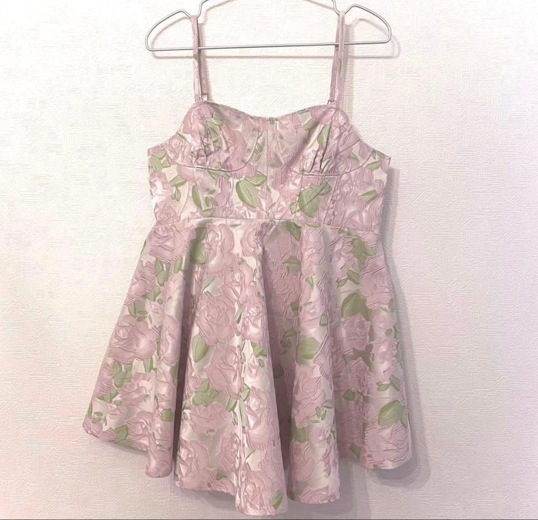 POPPY フレアキャミチュニック ピンク ローズ柄