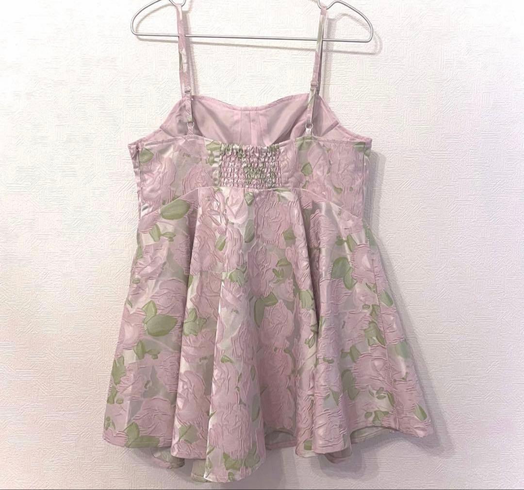 POPPY フレアキャミチュニック ピンク ローズ柄