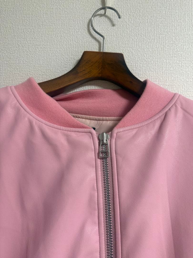 ジャケット・アウター BREATH FAUX LEATHER BOMBER JACKET / PINK