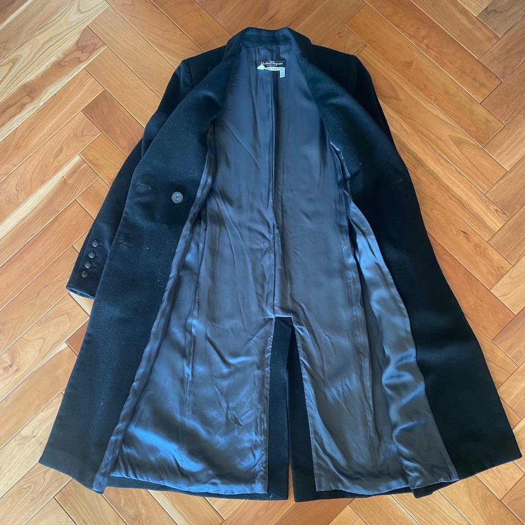 【vintage】Salvatore Ferragamo カシミヤ混チェスター黒