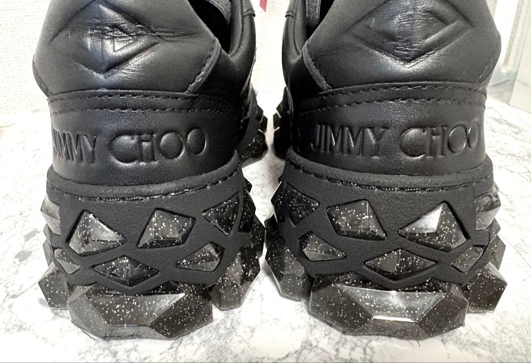 【極美品】JIMMY CHOO ビジュー 黒 厚底 スニーカー 36 23cm