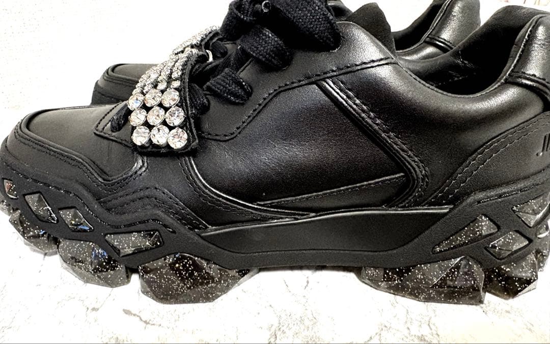 【極美品】JIMMY CHOO ビジュー 黒 厚底 スニーカー 36 23cm