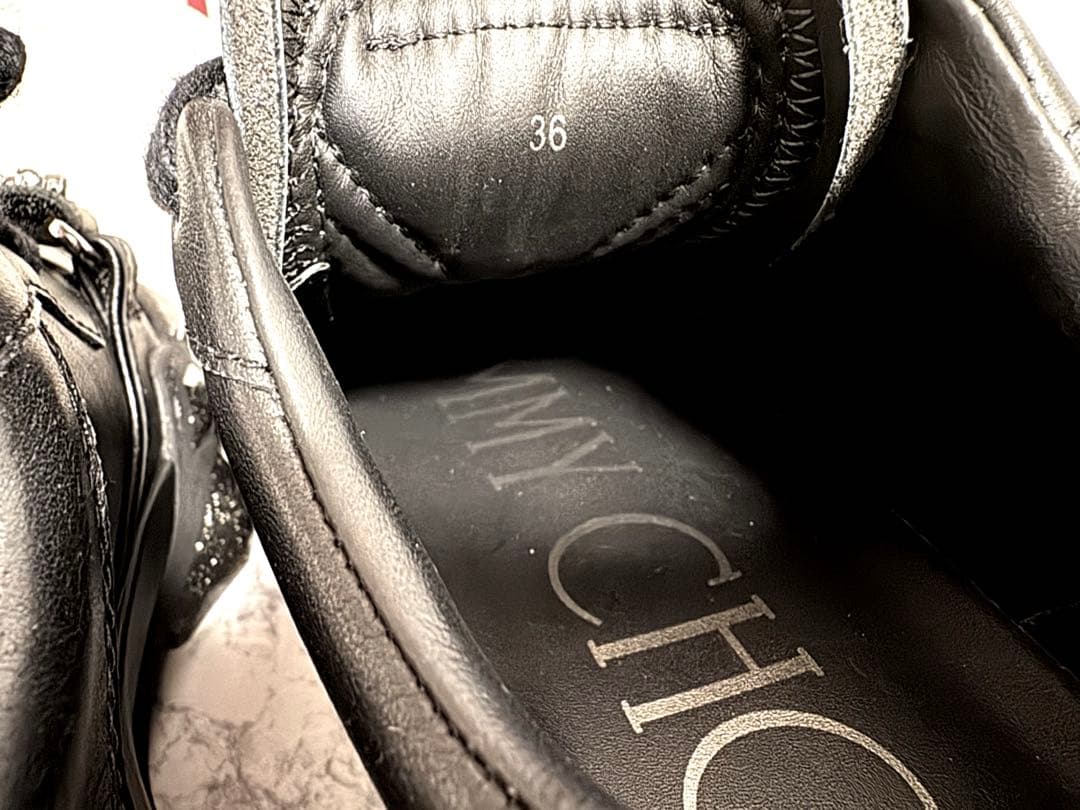【極美品】JIMMY CHOO ビジュー 黒 厚底 スニーカー 36 23cm