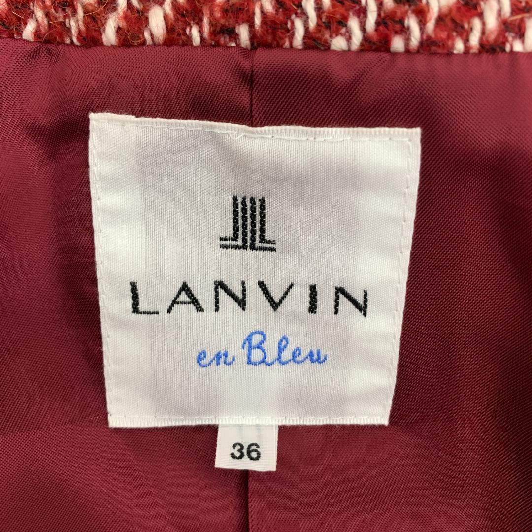 LA9295ランバンオンブルー ロングコート 赤 レッド コットン ウール 36