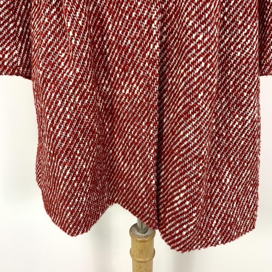 LA9295ランバンオンブルー ロングコート 赤 レッド コットン ウール 36