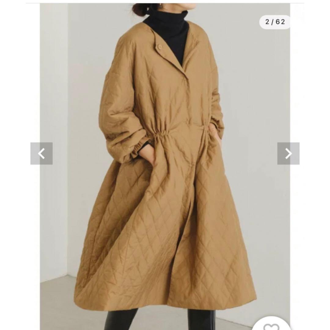 BEARDSLEY ビアズリー バルーン袖キルティングフレアーコート ベージュ