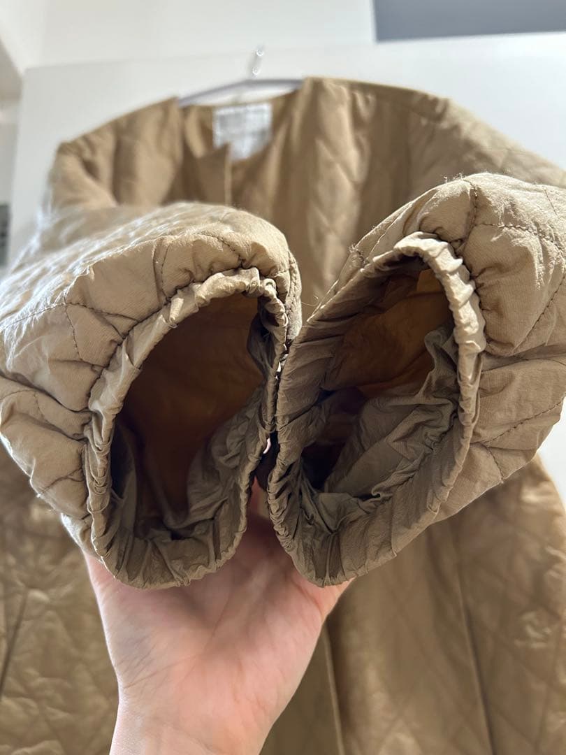 BEARDSLEY ビアズリー バルーン袖キルティングフレアーコート ベージュ