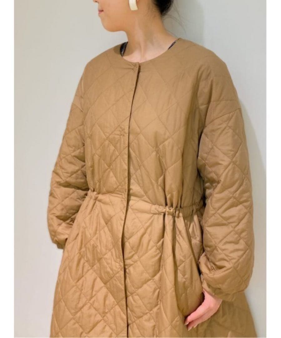 BEARDSLEY ビアズリー バルーン袖キルティングフレアーコート ベージュ