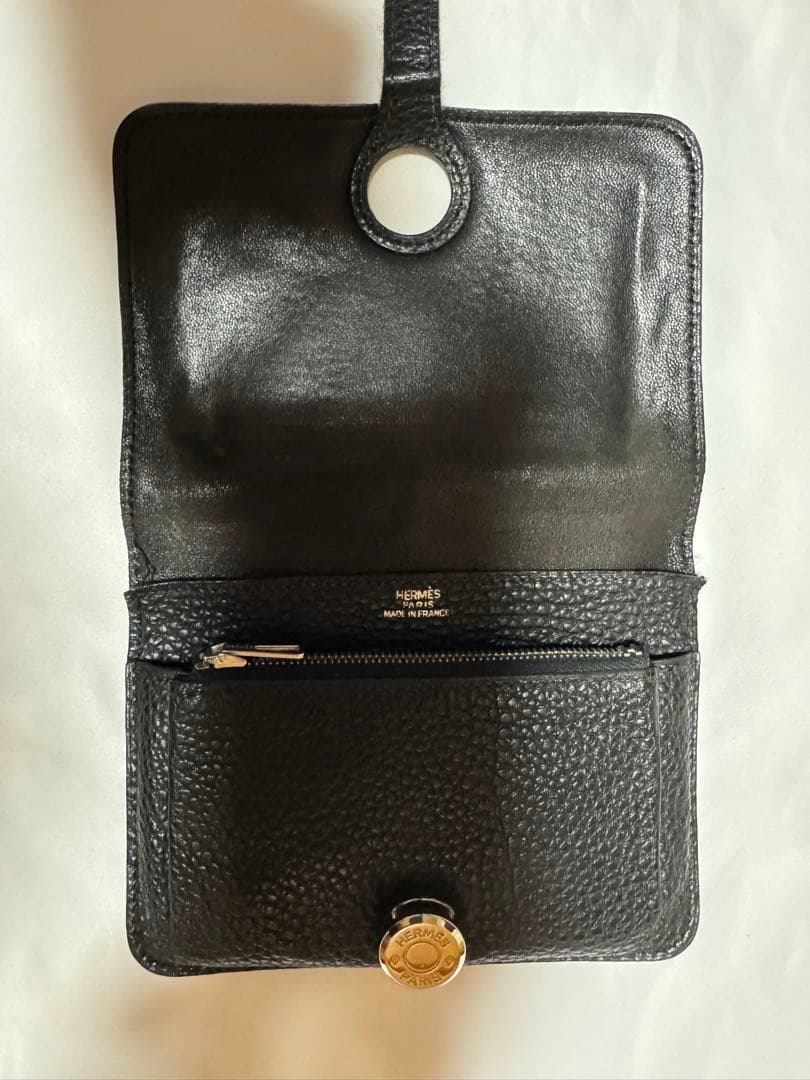 エルメス HERMES トゴ ドゴンコンパクト 二つ折り財布　ブラック