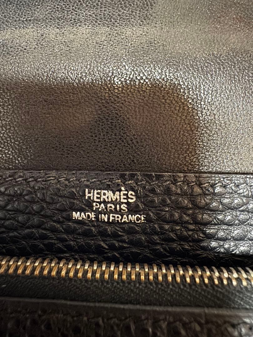 エルメス HERMES トゴ ドゴンコンパクト 二つ折り財布　ブラック