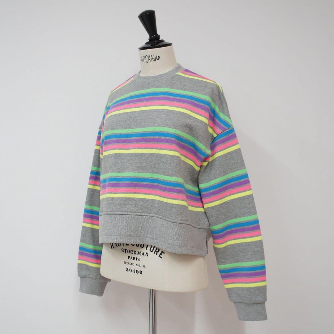 リンカブル　カラフルストライプ クロップドスウェット