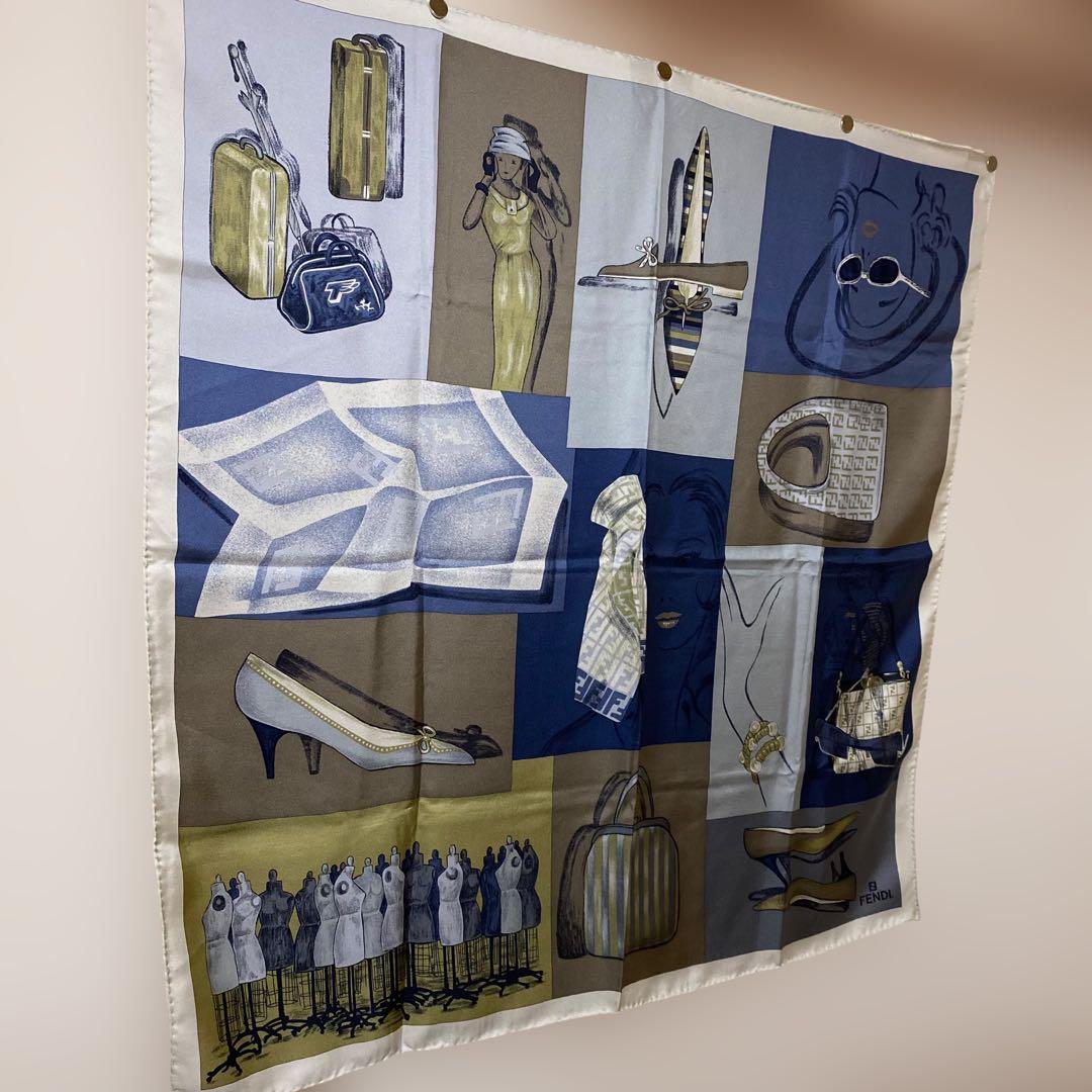 美品 FENDI 大判シルクスカーフ FF ズッカ ズッキーノ バッグ 靴