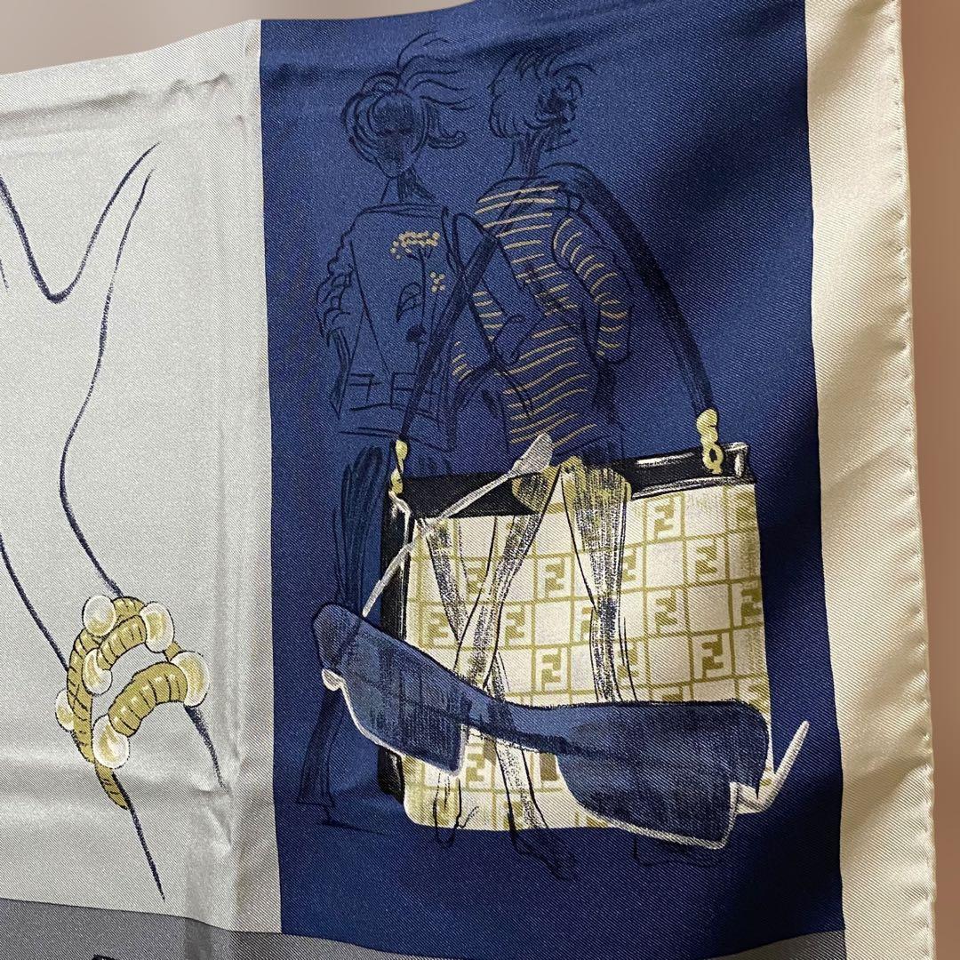 美品 FENDI 大判シルクスカーフ FF ズッカ ズッキーノ バッグ 靴