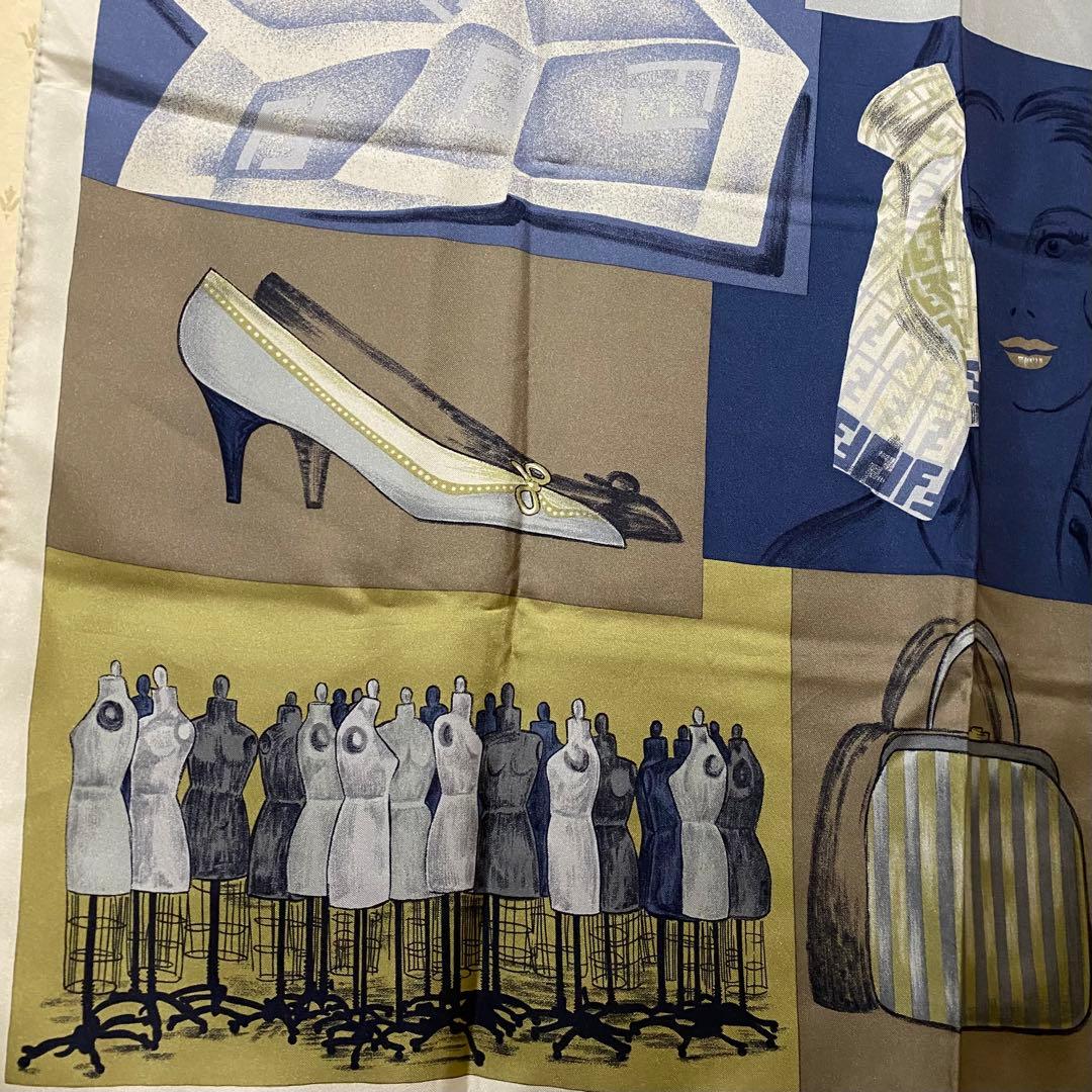 美品 FENDI 大判シルクスカーフ FF ズッカ ズッキーノ バッグ 靴