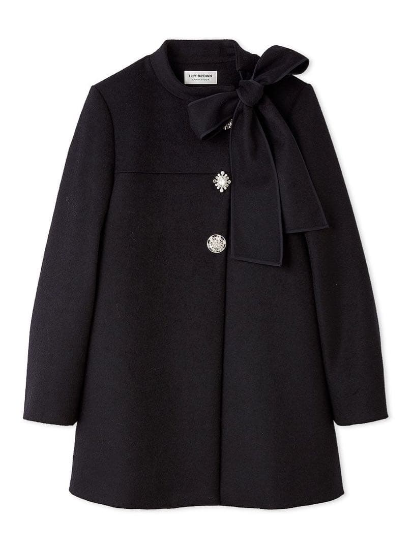 [L.B CANDY STOCK]Aラインビジューリボンコート