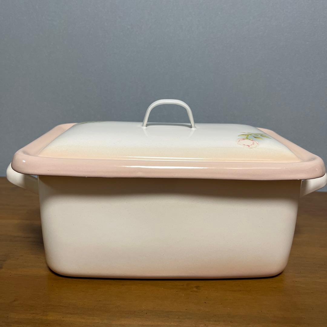 イマン　ポワージュピンク　角ストッカー ホーロー