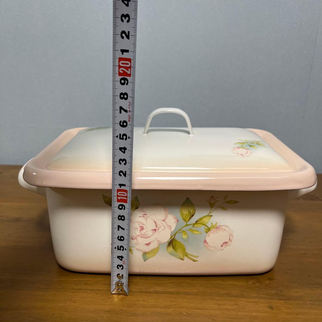 イマン　ポワージュピンク　角ストッカー ホーロー