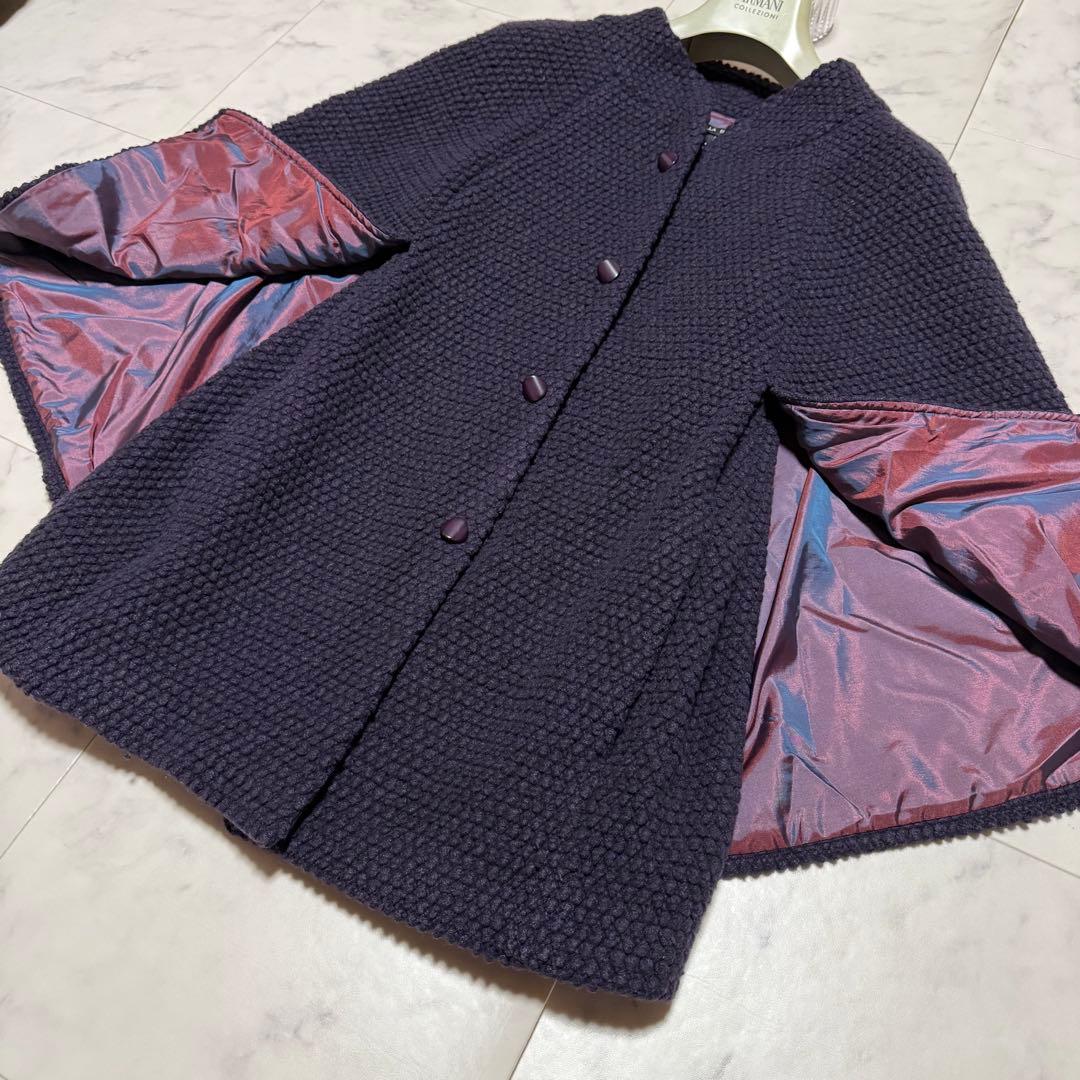 シビラ ポンチョ ケープ コート アウター フレア袖 ワッフル素材 パープル M