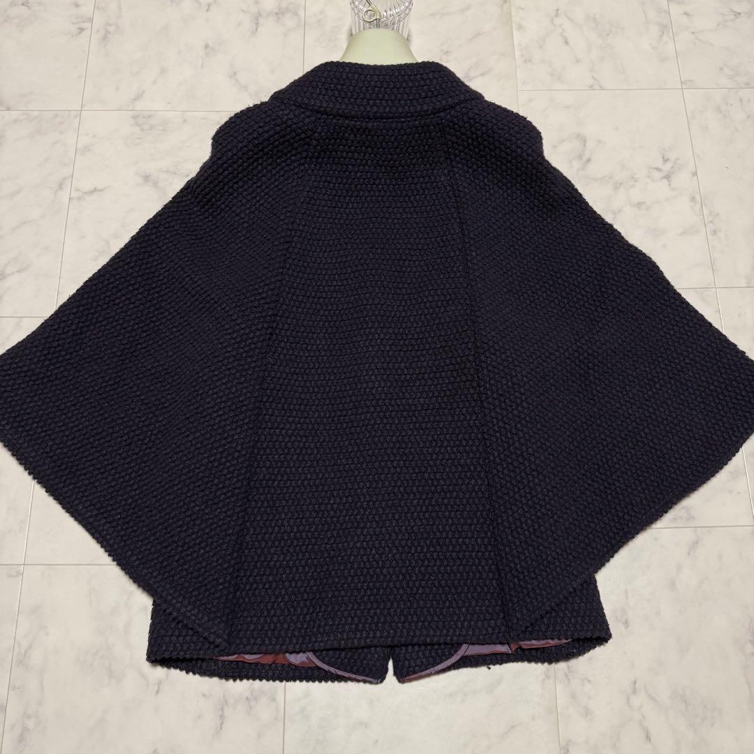 シビラ ポンチョ ケープ コート アウター フレア袖 ワッフル素材 パープル M