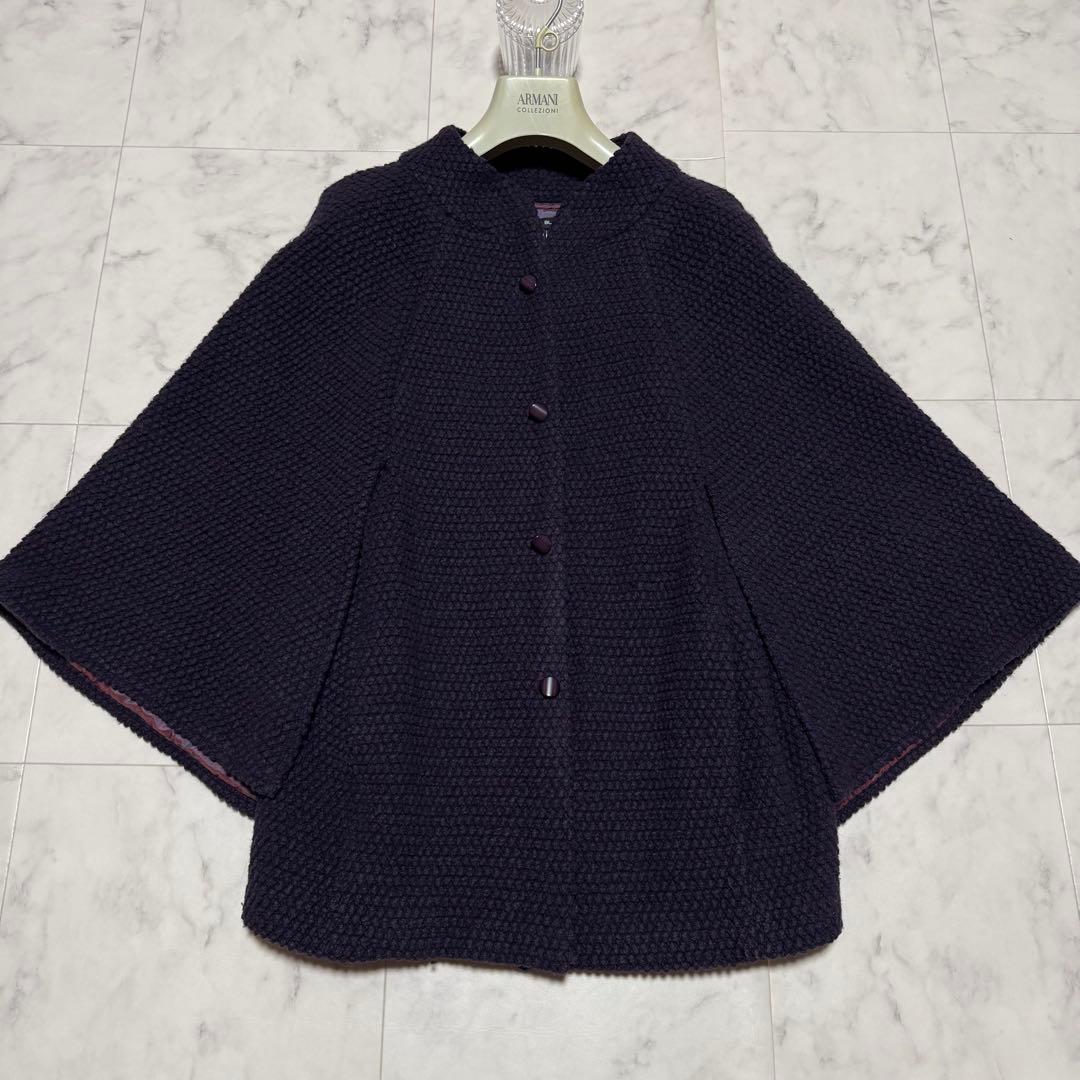 シビラ ポンチョ ケープ コート アウター フレア袖 ワッフル素材 パープル M