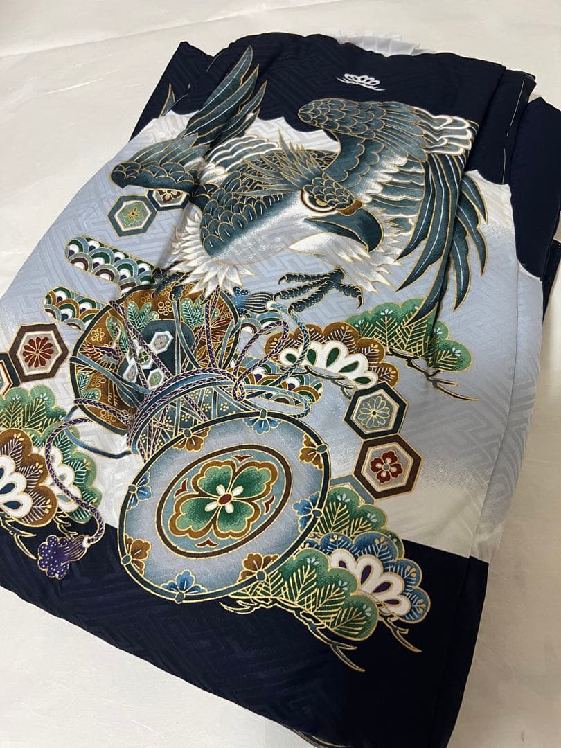 未使用品 正絹綿入りでんち着物セット男児