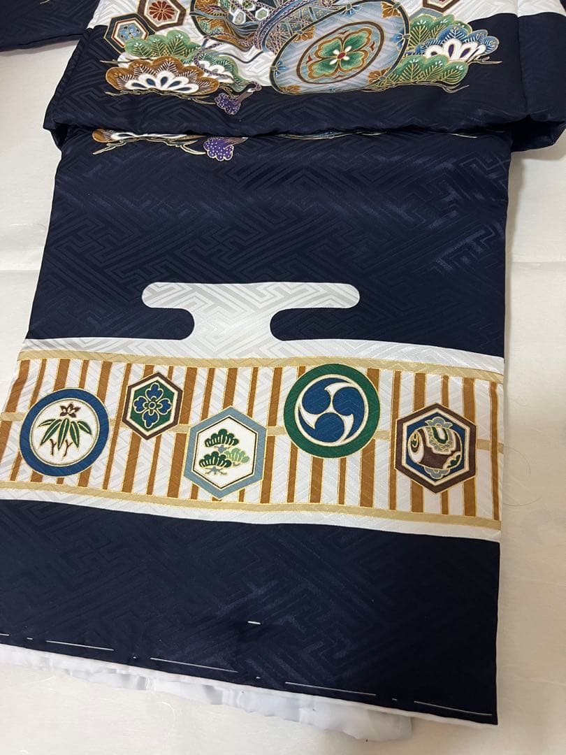 未使用品 正絹綿入りでんち着物セット男児