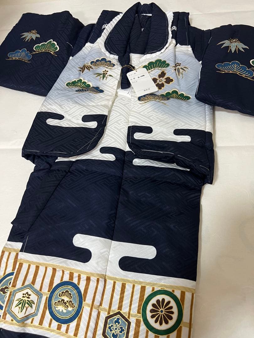 未使用品 正絹綿入りでんち着物セット男児
