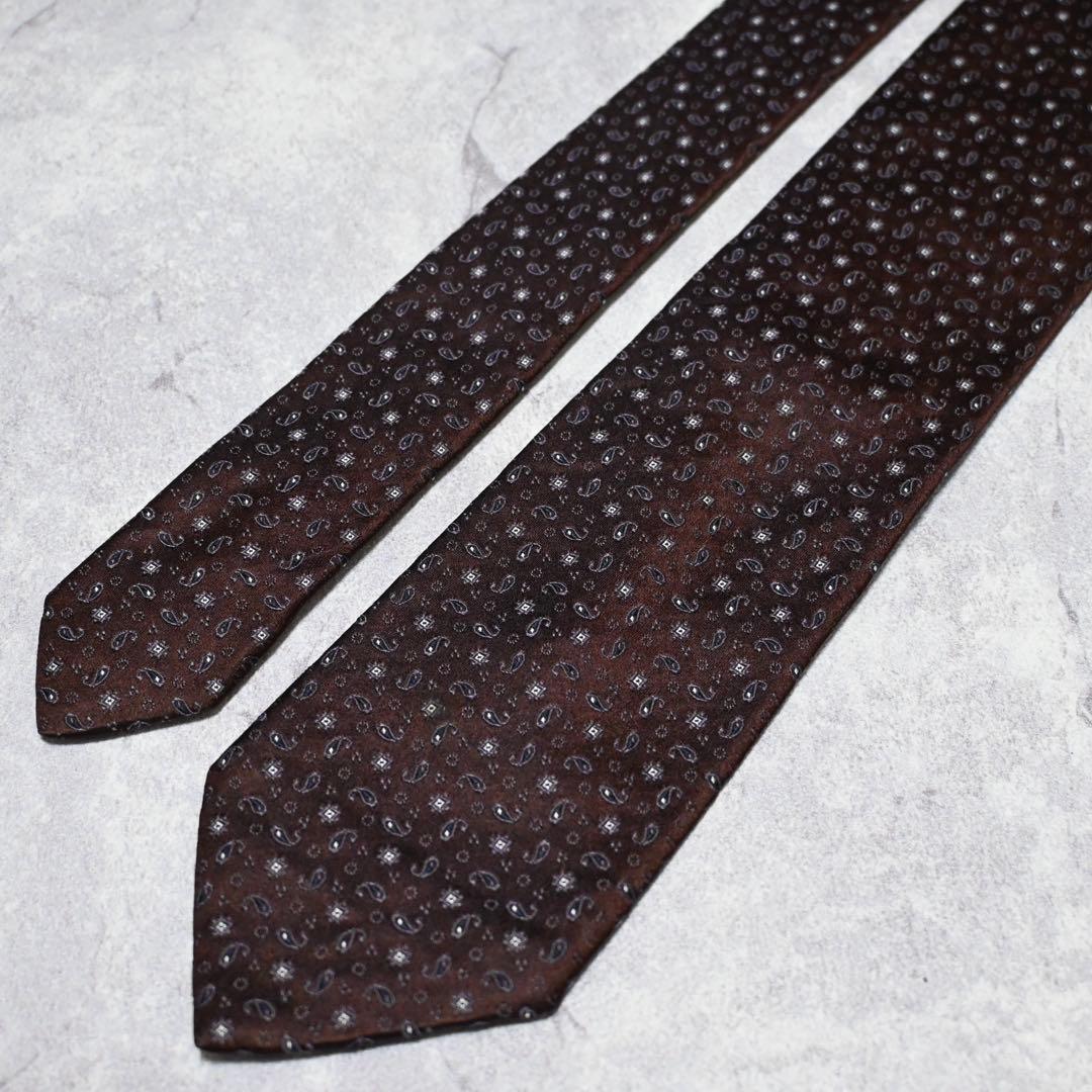 タイユアタイ ネクタイ ペイズリー ダークブラウン 肉厚
