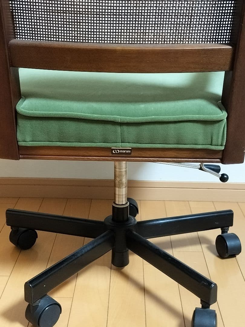 マルニ木工 地中海 アームチェア キャスター付き モケット グリーン